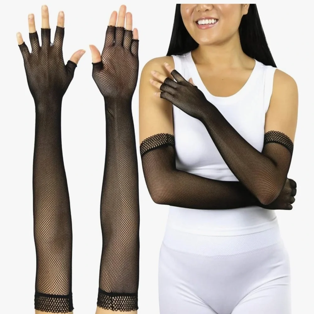 Black Fishnet fingerless gloves